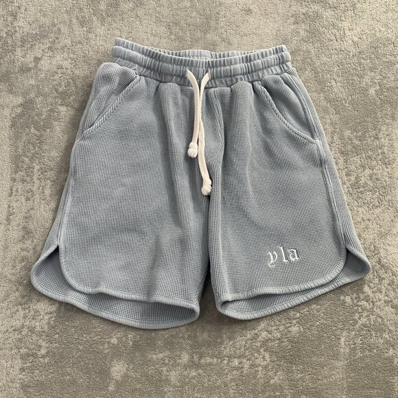 YoungLA Shorts Mens Small Blue Waffle Knit Relaxed Loungewear Workout 127 - Picture 1 of 9